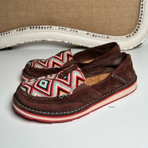 Ariat Women's Cruiser Palm Brown Suede Serape Mesh Slip On Shoes Loafers Sz 7.5 - Picture 5 of 16